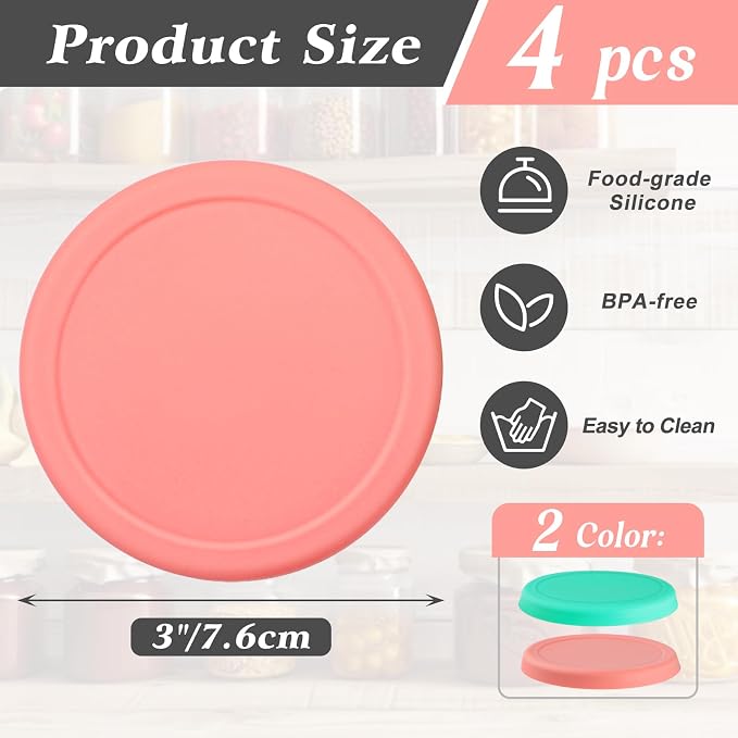 3 Inch Silicone Can Lids for Canned Food, 4 Pack Can Cover for for Chef Boyardee, Van Camp's, Goya, Bush's Best, Farmer's Market Can, Fit Most Standard Size, Dishwasher Safe