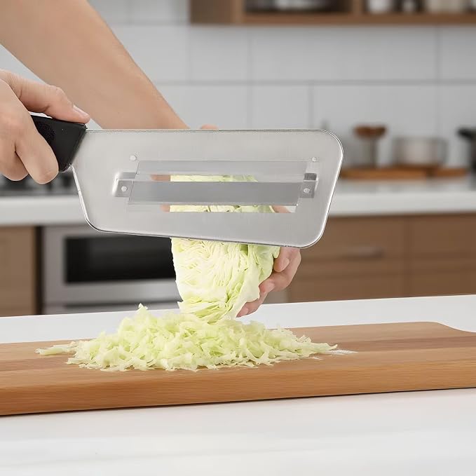 Cabbage Chopper Shredder, 2 Pack Cabbage Cutter Knife Kitchen Slicer Sauerkraut Cutter Coleslaw Grater, Sharp Stainless Steel Blades, Black