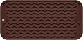 Silicone Dish Drying Mat, Non-Slip Easy Clean Sink Mat, Coffee, 12" x 6" | Quick-Dry Ridges, Hangable & Roll-Up for Storage, Dishwasher Safe