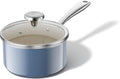 Redchef Nonstick Ceramic Sauce Pan with Lid, 1.8QT Small Cooking Pot with Stay-Cool Handle, Kitchen Non Toxic Soup Pot, PTFE & PFOA Free, Oven & Dishwasher Safe, Compatible with All Stovetops-Blue