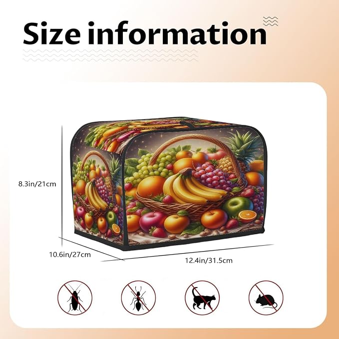 4 Slice Toaster Cover Fruit Autumn Apple Toaster Covers Four Slice Wide Slot Waterproof and Dustproof Covers for Wide Slot Toasters and Small Appliances Kitchen Decor Gifts