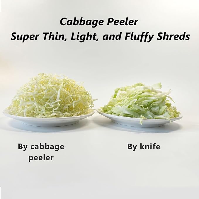 Cabbage Shredder Slicer Wide Mouth Vegetable Peeler - Extra-Wide Stainless Steel Blade with Non-Slip Grip for Effortless Coleslaw, Salad Prep & Meal Prep - Commercial Grade Kitchen Tool