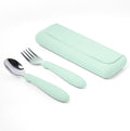 ASOMIC 316 Stainless Steel Toddler Utensils with Travel Case, Mint | 316 stainless steel fork and spoon with BPA-free silicone handles and travel case; dishwasher safe.