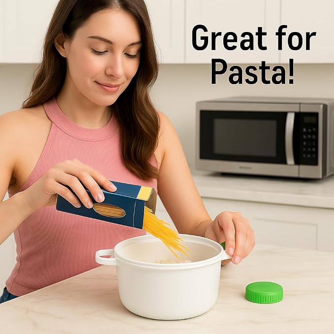 Microwave Pressure Cooker Steamer – 2.8L BPA-Free Microwave Rice & Vegetable Cooker – Quick Healthy Meals for Meats, Fish, Poultry – With Rice Spoon & Measuring Cup – Fast Dinner Solution