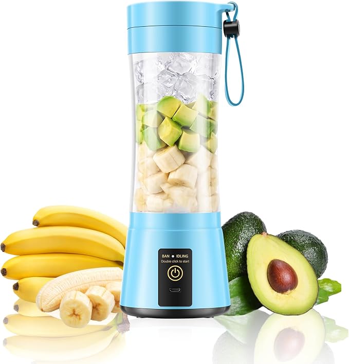 Mini Portable Travel Smoothies Blender - 380ML Personal Size Blender | BPA Free Traveling Cup & 6 Blades, Powerful Blending Small Blender Convenient to Squeeze Juice in Travel Sports Picnic