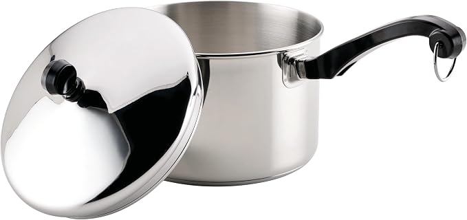 Farberware Classic Series Stainless Steel Sauce Pan with Lid, 3-Quart, Stainless Steel Pans, Induction Cookware