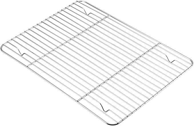 TeamFar Baking Sheet with Cooling Rack Set, 16 x 12 x 1 inch | Stainless Steel Quarter Sheet Pan Tray Cookie Sheet with Baking Rack, Non Toxic & Healthy, Mirror Finish & Dishwasher Safe