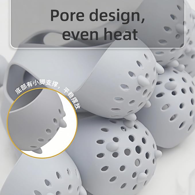 Silicone Egg Boiler Rack, Freestanding Egg Boiler,egg boiler holder,Silicone Boiled Egg Cooker,Storage and Egg Rack for Making Soft or Hard Boiled Eggs,Holds 6 Eggs, for Cooking Kitchen Gadget, Gray