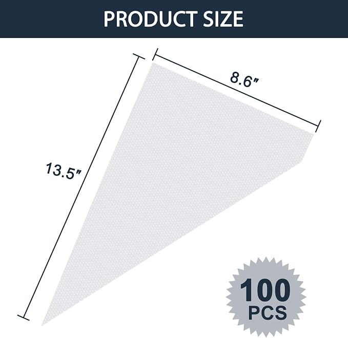 Disposable Piping Bags 14inch Anti Burst Pastry Bags Pastry Bag Pastry Crimpers Icing Piping Bags for Frosting Ideal for Cake Macarons Dessert Decorations Cookies Baking Cupcakes (Clear, 100 Pcs)