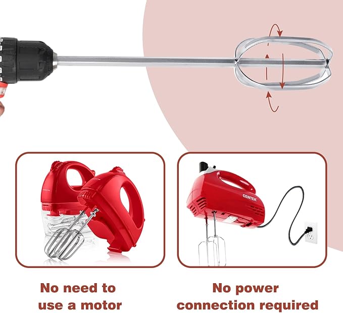 Hand Mixer Beaters used with Standard Hand Drill,Meat Chopper,Hamburger Chopper,Potato Masher,304 Stainless Steel Meat Whisk for Stirring Eggs,Chocolate,Butter,Patties and Cream
