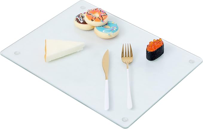 Murrey Home Glass Cutting Board for Kitchen Counter, Tempered Glass Chopping Boards Dishwasher Safe, Small Clear Countertop Tray, Scratch Resistant, Heat Resistant, Non Toxic, Frosted, 16"x12"