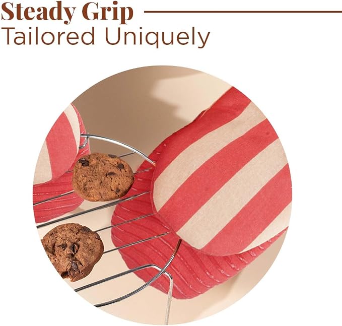 Folkulture Oven Mitts, Red Striped, Set of 2, Heat Resistant - (5.75"x9") | 100% Cotton, Non Slip, Silicone, Cute Striped Mini Mits with Hanging Loop, Kitchen Décor, Cooking Gifts, New Home Essentials