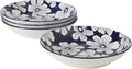Gibson Home Heritage Sky 4-Piece Pasta Bowl Set, 8 Inch Round Stoneware Bowls, Blue & White Floral Design, Decorative Everyday Use
