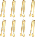 8PCS Gold Mini Metal Tongs, 4.25" Stainless Steel Tiny Tong, Small Kitchen Accessories for Serving Food, Ice, Sugar Cube, Salad, Toaster, Desserts