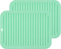Silicone Trivets for Hot Dishes, Pots and Pans, Hot Pads for Kitchen Counter, Silicone Pot Holders Mats, Heat Resistant Mat for Quartz Countertops Table Trivet Mat Set 2 Mint Green