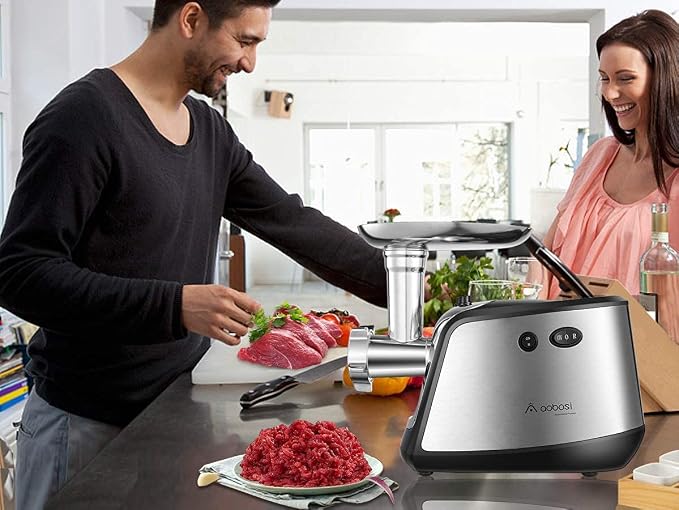 AAOBOSI Meat Grinder Electric, [2800W Max] Meat Grinder, Cheese Grater, Sausage Maker & Kibbe Kit for Home Use