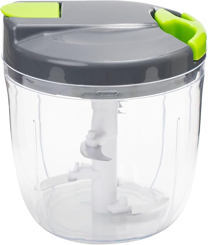 Manual Food Processors & Chopper with Cover and Handle, Manual Onion Chopper Slicer Cutter, Vegetable Chopper, Suitable for Garlic Carrots Onions Peppers Fruits Mincing.（900ML）