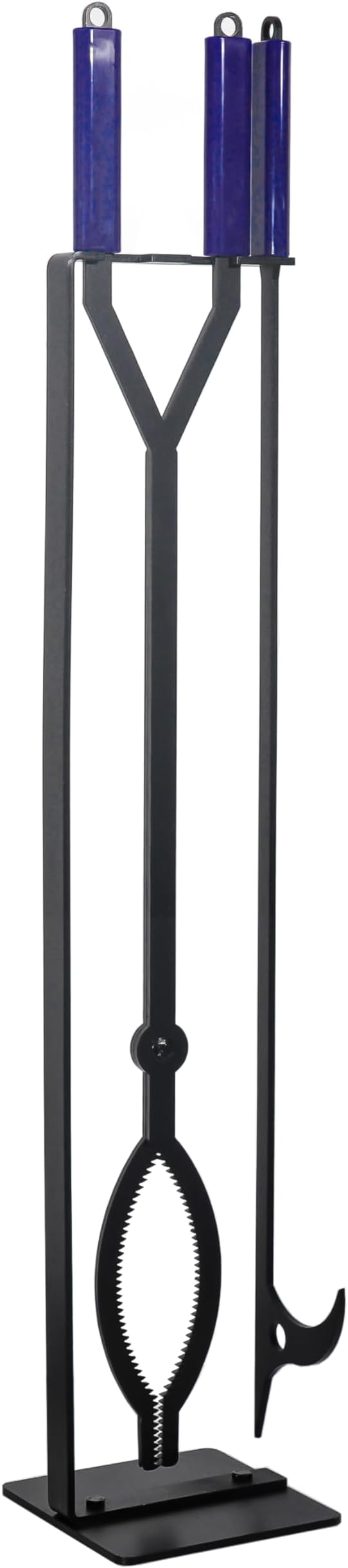 40in Heavy Duty Fire Pit Tools Set, Wrought Iron | Large Fireplace Tool Set with Metal Stand, Solid Steel Firewood Grabber for Campfire Backyard Bonfire Indoor Outdoor Use