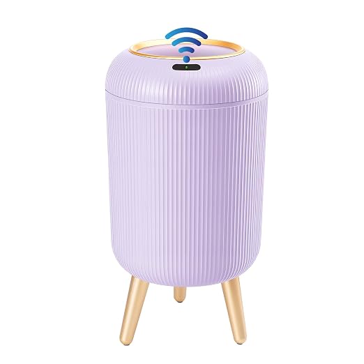 Procade Automatic Trash Can Bathroom,Auto Small Purple Garbage Can with Lid | 3 Gallon Touchless Motion Sensor Trash can with Legs,Smart Gold Purple Waste Basket for Bedroom,Kitchen,Dorm,rv,Office