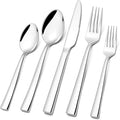 Silverware Set for 8, CXJY 40-Piece Stainless Steel Flatware Cutlery Set, Square Edge Kitchen Utensil Include Knives/Forks/Spoons, Tableware for Home/Hotel, Mirror Polished Dishwasher Safe