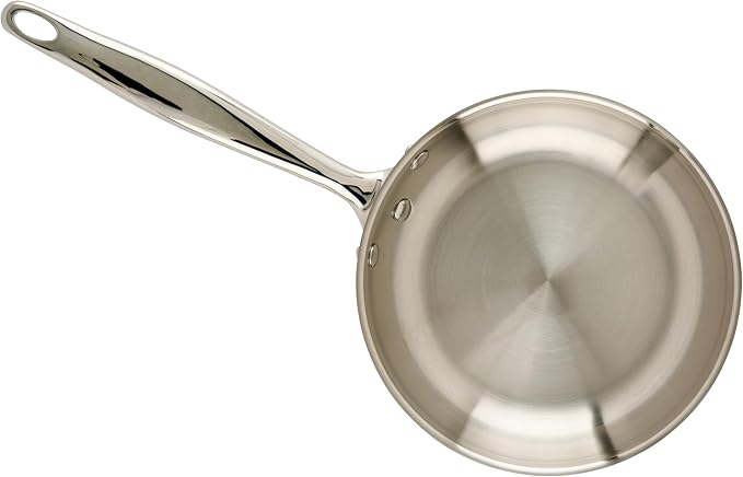 WINCO Tri-Ply Frying Pan, Silver | Induction compatible, Heavy-duty, Great for Sauteing, Searing and Frying