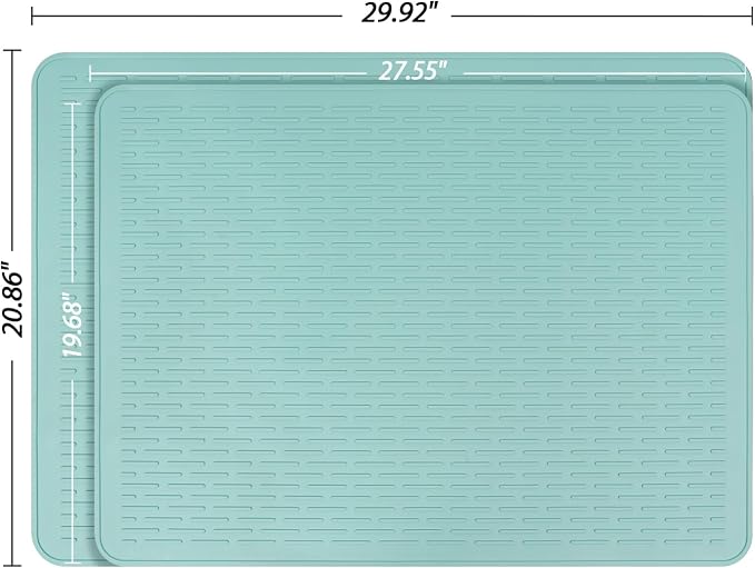 YUHFERA Stove Top Cover for Electric Stove - Silicone Stove Mat for Glass Top, Glass Cooktop Protector, XL Dish Drying Mats for Kitchen,Oven Covers for Electric Stove (Aqua,30 x 21)