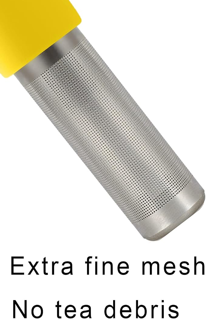 Leden Tea Infuser for Loose Leaf Tea Extra Fine Mesh Tea Steeper, Yellow | Stainless Steel Fun Person-shaped Design Tea Strainer Filter with Silicone Handle for Loose Tea Ball for Cup Mug