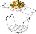 Steamer Rack Trivet for Instant Pot 6 Qt & 8 Qt with Silicone Handle | 7.7-inch 304 Stainless Steel Steam Rack with Foldable Heat Resistant Handles for Pressure Cooker, Steaming, Cooking, 2 Pack
