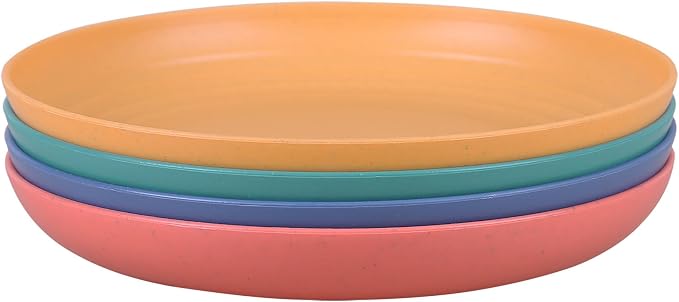 7.8 Inches Unbreakable Wheat Straw Plates - Reusable Plate Dinner Set - Dishwasher & Microwave Safe - Healthy, BPA Free & Eco-Friendly (7.8 Inches/4 Color_H)