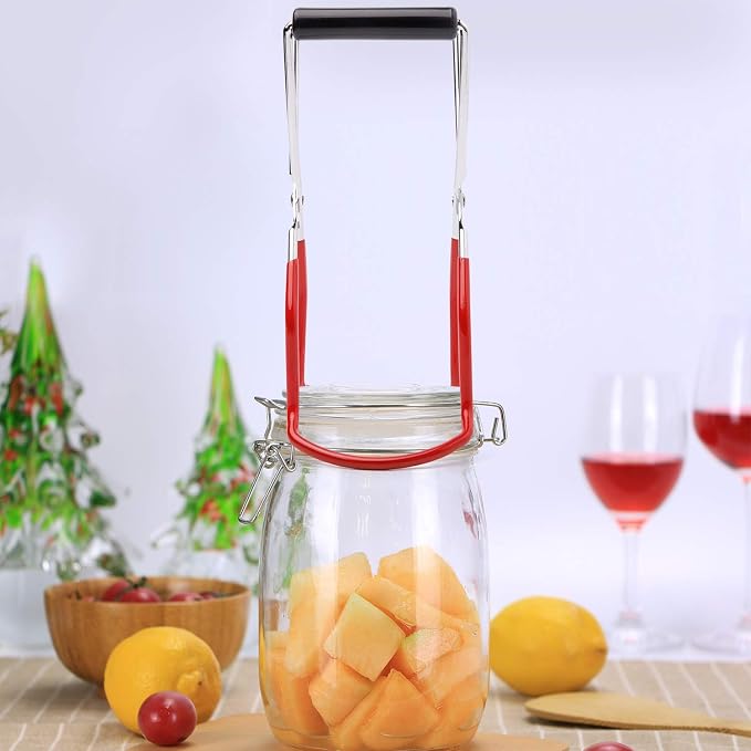 Canning Jar Lifter Tongs, Canning Supplies | Stainless Steel Jar Lifter with Grip Handle for Home Kitchen, Red