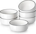 MALACASA 24 OZ Ceramic Bowls Set of 6, Soup Cereal Bowls, Black Rim | Porcelain Bowls for Breakfast, Cereal, Soup, Oatmeal, Yogurt, Microwave, Oven, Dishwasher Safe for Daily Use, Series LUNA