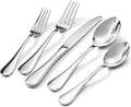 18/10 Stainless Steel Silverware Set for 8, 40 Piece Teardrop Flatware Set | KINGSTONE Heavy Cutlery Set, Mirror Polished Knives Forks and Spoons Utensils, Dishwasher Safe for Home Kitchen Wedding