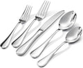18/10 Stainless Steel Silverware Set for 4, 20 Piece Teardrop Flatware Set | KINGSTONE Heavy Cutlery Set, Mirror Polished Knives Forks and Spoons Utensils, Dishwasher Safe for Home Kitchen Wedding