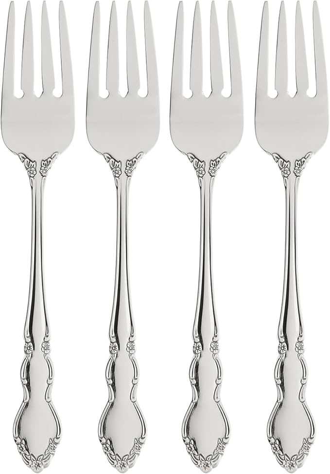 Oneida Dover Fine Flatware Salad Forks, Set of 4 , 18/10 Stainless Steel, Silverware Set, Dishwasher Safe
