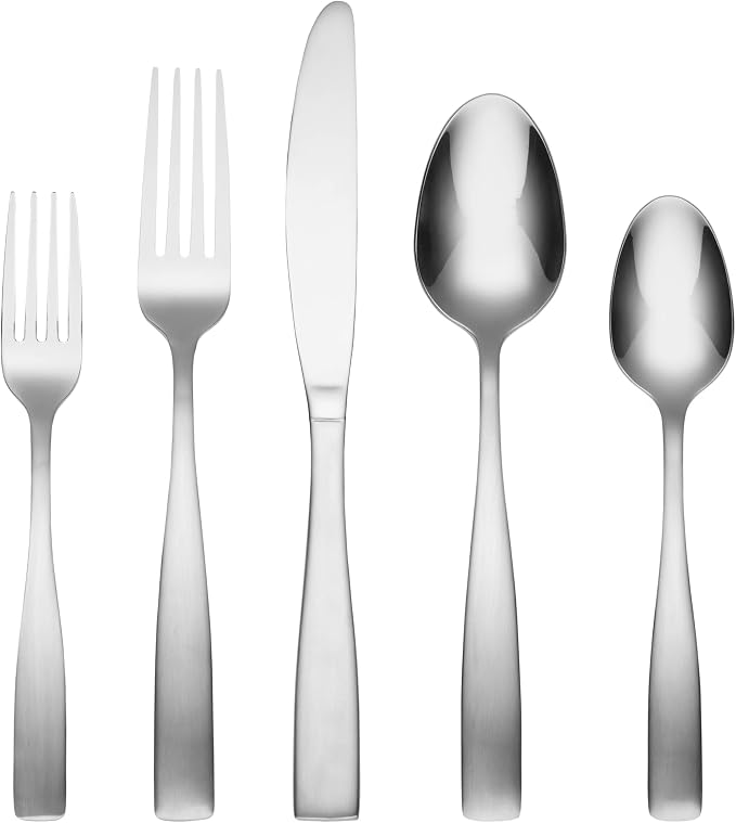 Cambridge Madison Satin 20-Piece 18/0 Silverware Set for 4, Flatware | satin finish, dishwasher safe | includes knives, forks, and spoons | heavy duty, cutlery set for kitchen and dining, utensils