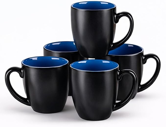 GBhome 16 oz Coffee Mugs Set of 6, Ceramic Coffee Cups- Blue