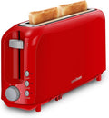 SEEDEEM 2 Slice Slim Toaster, 10" Long Slot, 6 Shade Settings, Red | Long Slot, 6 Shade Settings, Cancel/Reheat/Defrost, Removable Crumb Tray