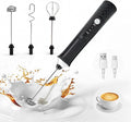 Milk Frother Handheld Rechargeable, Frother Wand Coffee Drink Mixer Electric Whisk 3 Speed Adjustable, Detachable with 3 Stainless Whisks, Hand Mixer for Lattes Cappuccino Hot Chocolate Matcha Egg