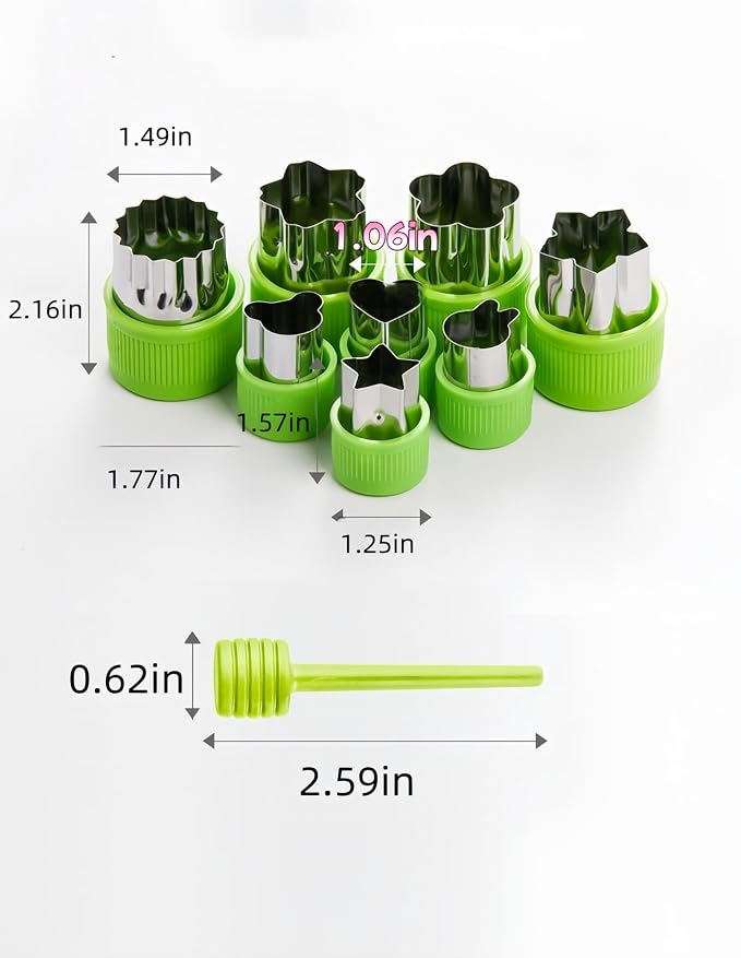 12-Piece teenager Cookie Cutters Set-Stainless Steel&BPA-Free Shapes for Baking (Bear,Rabbit,Star,Flower) DIY Cookies,Mini Pies,Fondant,Veggies|Dishwasher Safe,Gift for teenager & Parents (12, Green)
