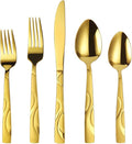 40-Piece Gold Flatware Set for 8 | Grade 430 Stainless Steel Golden Silverware Set, Cutlery Set, including Fork Spoon Knife, Dishwasher Safe
