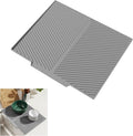 Silicone Dish Drying Mat for Kitchen Counter with 6.5" Built-in Drain Lip & Hanging Hole, Quick-Dry, Heat-Resistant, Non-Slip Stone Drying Mat, Easy to Clean and Drain Board (Grey, 16.9" x 13")