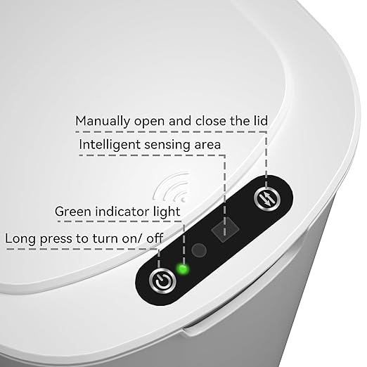 5 Gallon Motion Sensor Bathroom Trash Can Automatic Garbage Cans with Lid Touchless Smart Slim Plastic Trash Bin for Kitchen, Bedroom, Toilet, Office, Living Room