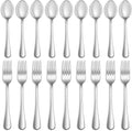 24 Pcs Forks and Spoons Silverware Set,Food Grade Stainless Steel Flatware Cutlery Set for Home,Kitchen and Restaurant,Mirror Polished,Dishwasher Safe-12 Dinner Fork(8 inch) and 12 Teaspoon(6.5 inch)