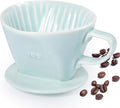 Pour Over Coffee Dripper, Ceramic Pour Over Coffee Maker, Green | 3 Holes Flat Bottom, Easy Manual Brew Maker, Porcelain Slow Filter Cone for Travel, Camping, Office, Home