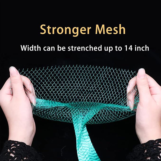 TEMUCY Plastic Mesh Produce Bags, 24 Inch Seafood Boil Bags for Crawfish Crab Shellfish Cooking (Green-100PCS)