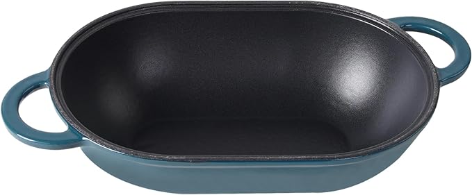 Crucible Cookware Enameled Cast Iron Bread Pan Dutch oven with Lid and Loop Handles - Dark Teal Blue – Oven Safe Form for Baking and Cooking, Artisan Bread Kit - Loaf Pan