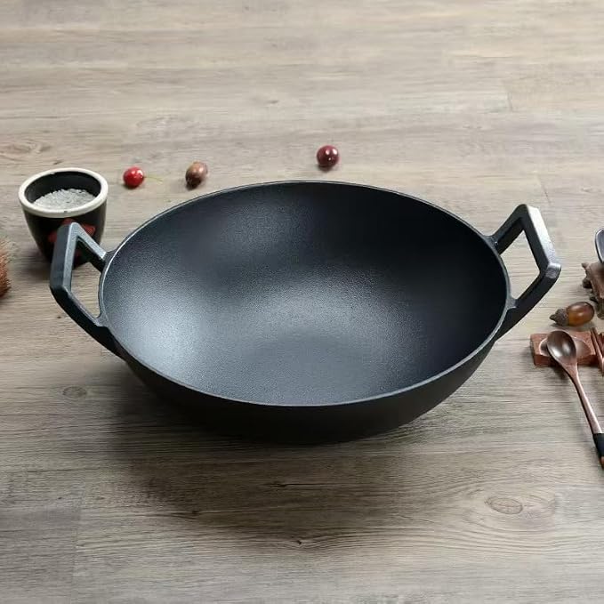 Cast Iron Wok with Lid (Wok with Lid 12 inch) | Cast Iron Wok