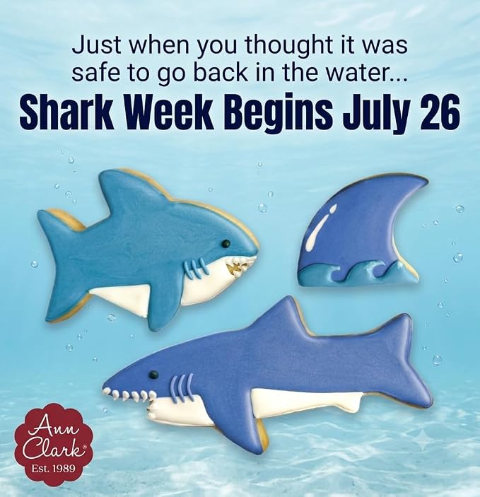 Ann Clark Shark Cookie Cutter Set of 3, Made in USA | Includes Large and Small Shark & Fin, Perfect Size and Shape, America's Largest Cookie Cutter Maker, Food-Safe American Steel