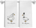 Funny Mr and Mrs Silly Goose Kitchen Towels, Wedding Gifts for Couples Newlyweds Dish Tea Towels for Kitchen Decor, Just Married Gifts Decorative Hand Towels for Bathroom, 16x24 Inch Set of 2