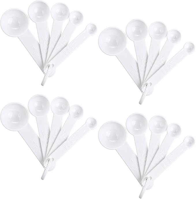 Frienda 20 Pieces White Plastic Measuring Cup Spoons for Kitchen Cooking Baking Dry and Liquid Ingredients